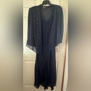 Elegant Navy Dress with Sheer Overlay Brand New with Tags Size 14W